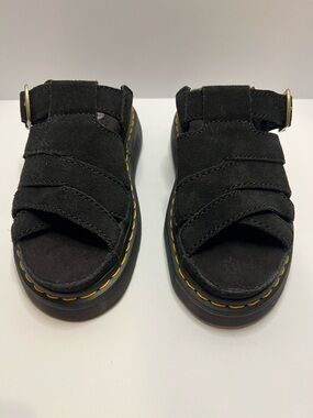 Dr. Martens Black Suede Buckle Strap Slide Sandals Women's Size 6 Casual Summer